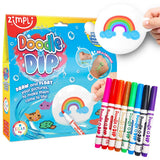 Zimpli Kids Doodle N Dip, Draw and Float Your Pictures and Add Them as Temporary Tattoos, 8 x Magic Markers & Picture Paddle, Ma