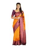 Shiv Textiles Womens Banarasi Silk Saree with Blouse Perfect for Every Occasion Yellow