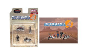 American Diorama Motomania 4,, 1:64 Metal Figures Set Ad-76504 (2 Figures + 2 Motorcycles)