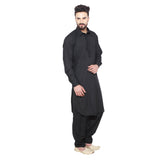 Sojanya (Since 1958 Men'S Black Cotton Blend Pathani Kurta & Salwar Set Size Xxl