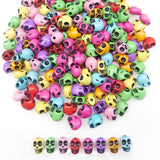 200+ Pieces 13x10mm Halloween Skull Beads for Jewelry Making Bracelets Necklaces Key Chains, Colorful Acrylic Mixed Skeleton (Bl