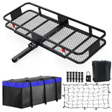 FORWODE Heavy Duty 60 x 24 Folding Hitch Cargo Carrier - 500LB Capacity, Waterproof Bag & Net, Fits 2 Receiver for Car/SUV/Campi