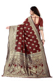 Sugathari Womens Banarasi Saree Pure Kanjivaram Silk Saree Soft New Ladies 2023 Design Wear Pattu Sarees Latest Cotton Party Sari Collections With Blouse Piece For Wedding Sadi (Pari 63 Maroon)