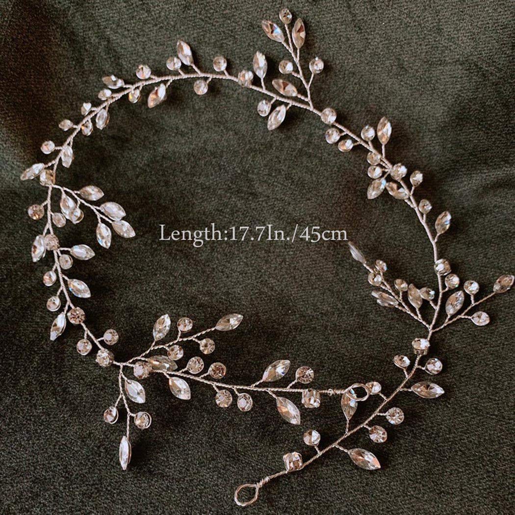 EARENT Bride Wedding Crystal Hair Vine Bridal Long Headband Wedding Hair Piece Rhinestone Hair Accessories for Women and Girls (