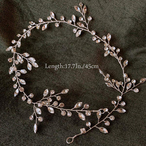 EARENT Bride Wedding Crystal Hair Vine Bridal Long Headband Wedding Hair Piece Rhinestone Hair Accessories for Women and Girls (