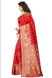 Sugathari Womens Art Silk Red Kanchipuram Saree (San Pari 73 Red)