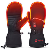 SAVIOR HEAT Heated Mittens Gloves for Men Women, Palm & Handback Heated Rechargeable Electric Ski Snow Mitts with 7.4V 2200mAh B