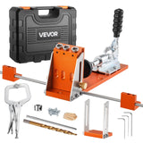 VEVOR Pocket Hole Jig Kit, 1/2 to 1-1/2 in Adjustable, Jig Pocket Hole System with Toolcase, C-Clamp, Step Drill, Hex Wrench, Dr