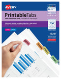 Avery Printable SelfAdhesive Plastic Tabs, 11/4, Repositionable Adhesive, Assorted Colors, Pack of 96 (16281)