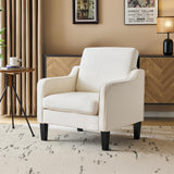 VINGLI Beige Accent Chairs for Living Room, Line Comfy Upholstered Chair Mid Century Modern Armchair for Bedroom, Home Office, S