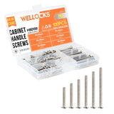 WELLOCKS Cabinet Pulls Knobs Screws M4 25-50mm 100 PCS Assortment Machine Screws Pan Washer Head Metal Phillips Screws Kit for C