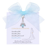 MIXJOY Something Blue Gift for Bride on Wedding Day, Angel Wings Blue Pearl Charm for Bouquet Garter, Elegant Pearl Wings Bridal