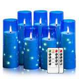 Eebuss Flameless Candles with Embedded Star String, Battery Operated LED Pillar Candles with Timer and Remote Control,Home Decor