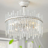 Gryalcy 20 White Fandelier Ceiling Fans with Lights, Crystal Chandelier Ceiling Fan with Light Remote Control, Mid Century with 