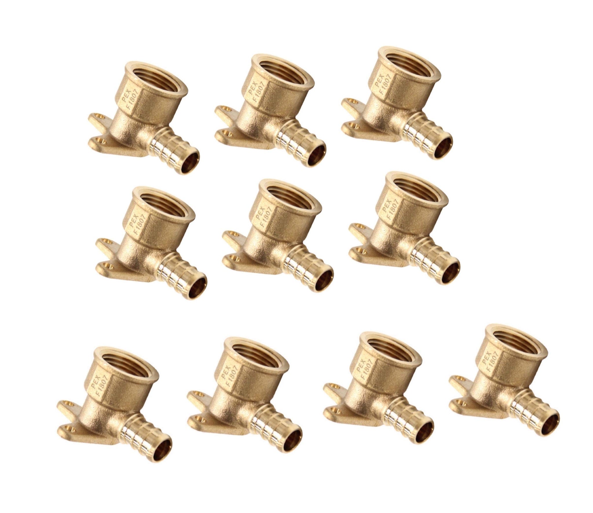 (Pack of 10) EFIELD Pex Drop-Ear Elbow Brass crimp Fitting 12 Inch x 12 Inch Female NPT, ASTM F1807