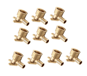(Pack of 10) EFIELD Pex Drop-Ear Elbow Brass crimp Fitting 12 Inch x 12 Inch Female NPT, ASTM F1807