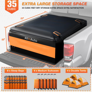 AlltoAuto Truck Bed Cargo Bag Plus, 35 Cubic Feet (58''x48''x22''), 100% Waterproof 600D Heavy Duty, Fits Any Truck, Simple and