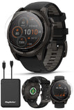 PlayBetter Garmin Fenix 8 Solar Sapphire (47mm, Carbon Gray DLC Titanium) Multisport GPS Smartwatch Bundle - 1.4Touchscreen,