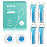 Floss Threaders 400 Count/4 Pack, with 2 Pack of 50M Mint-Flavored Waxed Dental Floss, for Braces, Bridges, Implants, Permanent 