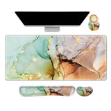 ARTSO Extended Gaming Mouse Pad Set, Keyboard Wrist Rest Support Pad + Wrist Cushion + XXL Large Mouse Pad + Coaster, Stitched E
