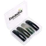 BEADIA Natural Curved Moss Agate Stone Beads 36x10mm 4pcs for DIY Bracelet Jewelry Making