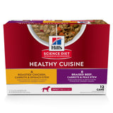 Hill's Science Diet Healthy Cuisine, Adult 1-6, Great Taste, Wet Dog Food, Variety Pack: Roasted Chicken, Carrots & Spinach; Bra