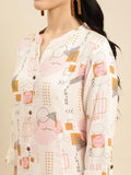 Rangita Women Rayon Off White Printed Calf Length A Line Kurti With Front Button Placket_8905723192167