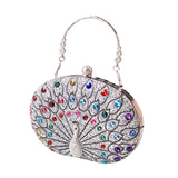 Merishopp Peacock Pattern Handbag Clutch For Party For Banquet Weddings Birthday Party Silver