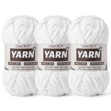 3 Pack Snow White Fluffy Chunky Chenille Crochet Yarn, Baby Yarn for Crocheting Soft Blanket, Bulky Velvet Yarn (100g/54.8yds Ea