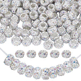 PONABEADIY 1 Box 140pcs European Large Hole Beads AB Color Crystal Rhinestone Rondelle Polymer Clay Rhinestones Loose Spacer Bea