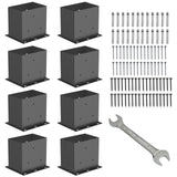 8 Pcs Post Base ,4  x 6 Post Brackets(Acturl3.6 x5.6), Heavy Duty Black Metal Powder-Coated Thick Steel Post Anchor Outdoor for