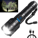 Rechargeable Flashlights High Lumens, Powerful Tactical Flashlights, 5 Modes LED Flashlight Adjustable, Brightest Flashlight Wat