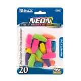 BAZIC Eraser Top, Latex Free Pencil Tops Erasers (20/Pack), Neon Color Arrowhead Caps Erasers for Kids Student Art Drawing Schoo