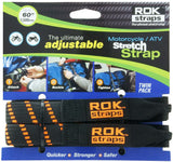 ROK Straps ROK10031 Black/Orange 18 60 Motorcycle/ATV Adjustable Stretch Strap