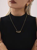 Gold Safety Pin Necklace  Crystal Pendant in Amethyst, Pearl, or Citrine Stainless Steel Chain Adjustable (15.7in + 1.9in)