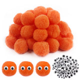 TOAOB 50pcs Large Pom Poms 2 Inch Orange Craft Pom Poms Fuzzy Pompoms Balls with Googly Wiggle Eyes for DIY Crafts Projects Home