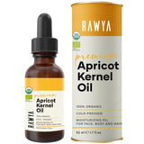 RAWYA Apricot Seed Oil - Cold-Pressed - Unrefined - Premium Moisturizer Oil for Hair and Skin - Lightweight Texture - Rich in Vi