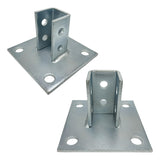 2 Pack - 4 Hole Post Base Channel, 6 Square for All 1-5/8 Strut Channel, Side Orientation - Heavy Duty, Electro-Galvanized (2)