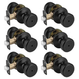 STARPY Black Door Knobs, Pismo Door Knob with Lock, Privacy Door Handles Interior for Bath & Bed (Privacy, Matte Black, 6)