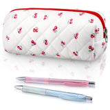 Sherr Cherry Pencil Case Cute Pencil Pouch Soft Cotton Quilted Storage Bag Aesthetic Pattern Gift Makeup Pouch Cosmetic Travel B