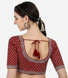 Pujia Mills Women'S Heavy Silver Jari Thread Readymade Blouse For Saree Lehenga (Maroon, 34)