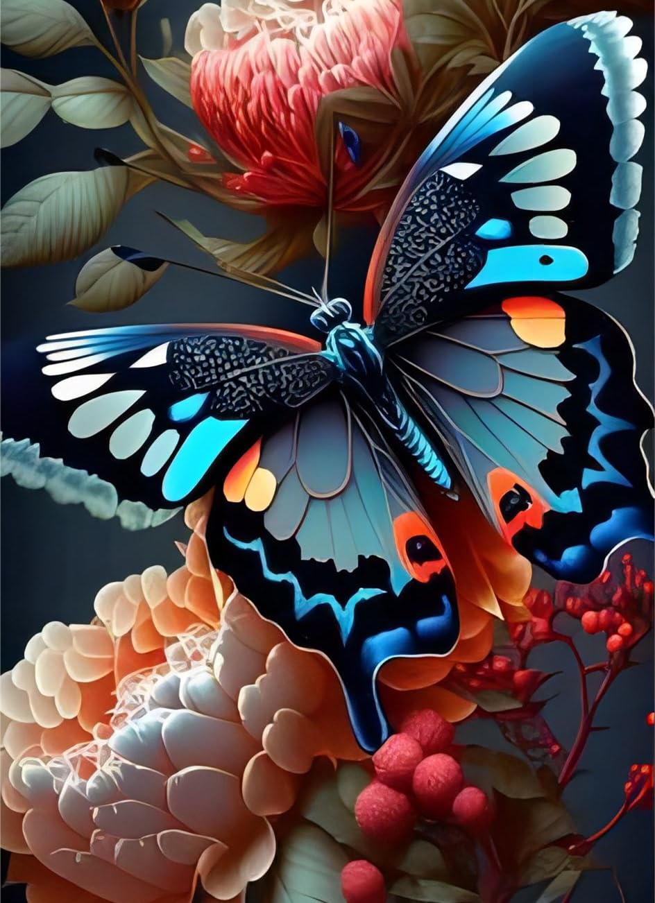 FILASLFT Butterfly Diamond Painting Kits for Adults,DIY Diamond Art,Flower Diamond Painting Diamond Dots Paint with Diamonds for