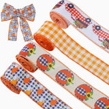 4 Rolls 12 Yards Buffalo Plaid Ribbon 1.5 Inch Wide Burlap Ribbon Check Gingham Fabric Craft Ribbon Fall Orange Pumpkin for Than