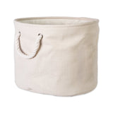 Dii, Collapsible Variegated Polyester Storage Bin With Cotton Handles Large Round Cream
