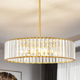 YURNYQ Gold Crystal Chandelier for Dining Room, 6-Light Modern Semi Flush Mount Chandelier Lighting Fixtures, Round Kitchen Hang
