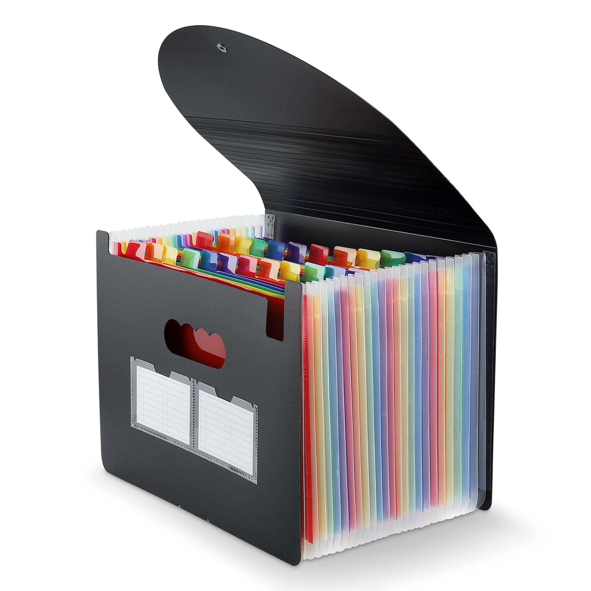 Maimis Expanding File Folder, 24 Pocket Accordion A4 Letter Size Portable Document Organizer with Colored Tabs, Expandable Bill 
