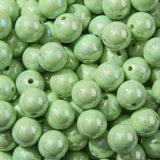 BERMRO 16mm Acrylic Bead 100pcs AB Green Color Focal Bead Chunk Bubblegum Beads for DIY Crafting Necklace Bracelet Jewelry Makin