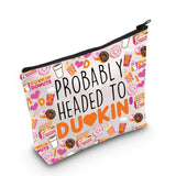 WCGXKO Probably Headed Makeup Bag Donut Lover Gift Coffee Refreshment Merch (Coffee Bag)