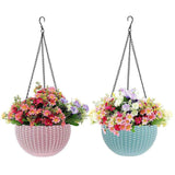 Cr18 Collection Round Plastic Garden Flowering Hanging Planter Round Solid Look And Feel Plastic Pots For Home & Balcony Garden 