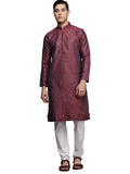 Manyavar Kurta Set for Men, Full Sleeves Mandarin Collar Ethnic Kurta Set For Diwali, Wedding, Party Blended Viscose (Pink, XL)